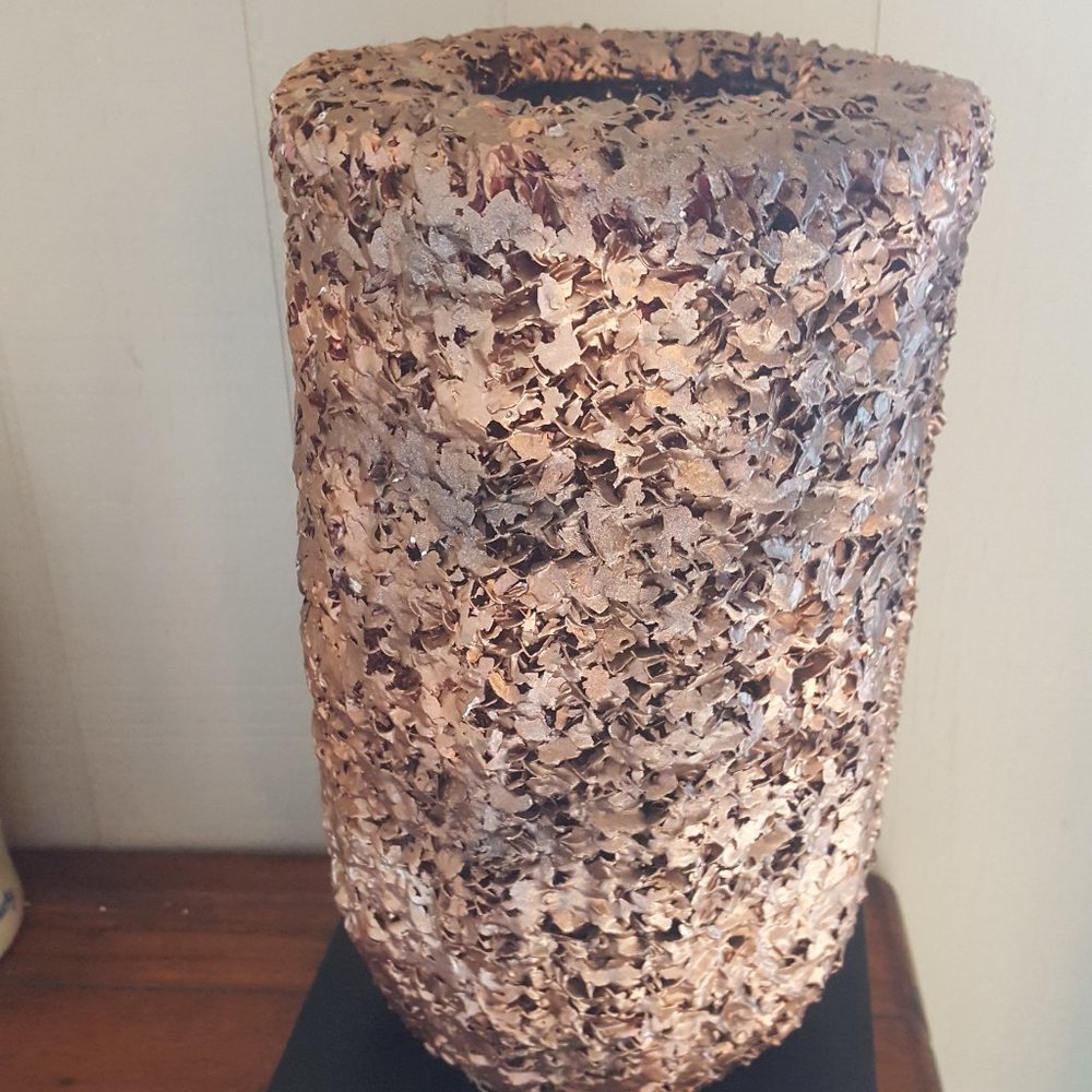 Unique Copper Metal Flake Vase or Candle Holder